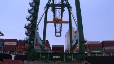 Containers at Singapore's shipping port