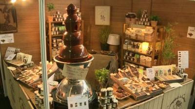 Chocolate on display at a trade fair