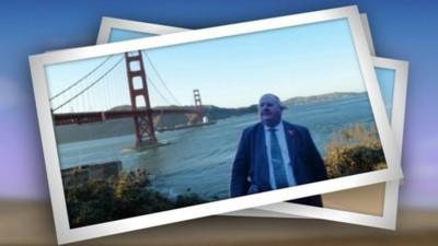 Eric Pickles cardboard cut-out in USA