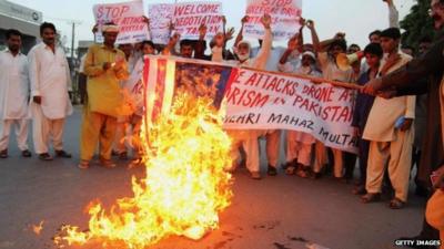 Protests against drones in Pakistan - file image - August 2013