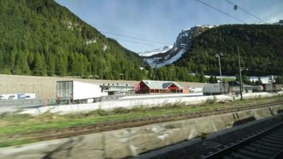 View from German train carriage window