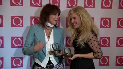 Chrissie Hynds and Ellie Goulding on the red carpet at the Q Awards in London