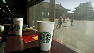 Starbucks cups in Beijing