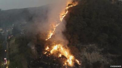 Fires burning in Lithgow - courtesy CiviDrones