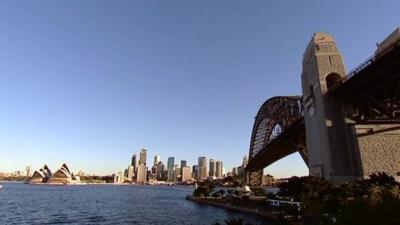 A view of Sydney from a bridge