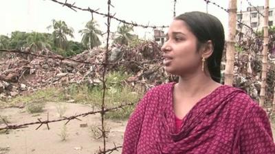 Rikta Begum outside the site of the collapsed building