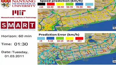 A computer screen predicting traffic flow