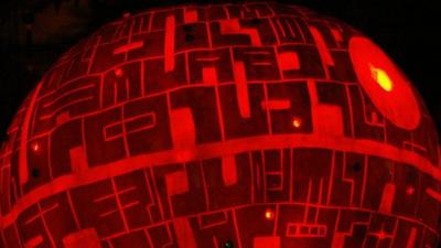 Pumpkin carved into a Death Star