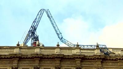 Storm brings down crane on Cabinet Office