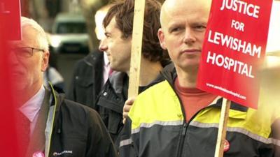 Supporters of Lewisham Hospital outside court