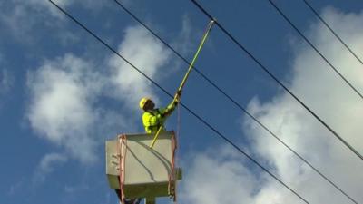 Man working on power lines