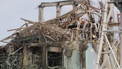 Damaged buildings at the Fukushima plant