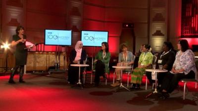 BBC presenter Razia Iqbal with the media panel