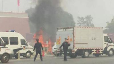 The crash and fire at Tiananmen Square in Beijing, China