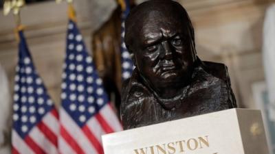 Bust of former British Prime Minister Winston Churchill