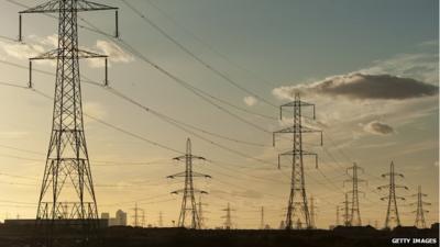 Pylons near Barking Power Station in east London