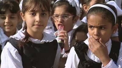 Girls in school playground, Sadr City