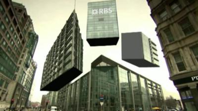 Graphic showing RBS headquarters in London divided into chunks