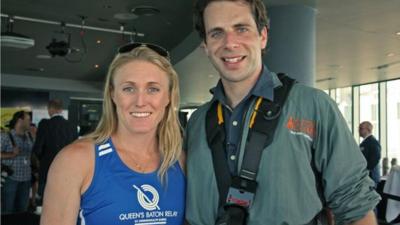 Athlete Sally Pearson with Mark Beaumont