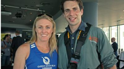 Athlete Sally Pearson with Mark Beaumont