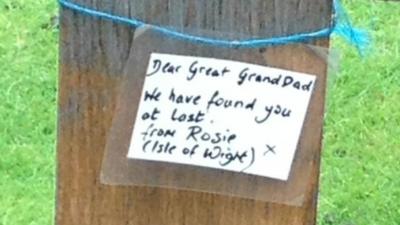 Mystery note left on a WW1 grave on Jersey