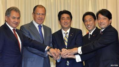 Russian FM meets Japanese PM and FM in Tokyo