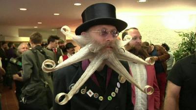 An entrant in the World Beard and Moustache Championships in Germany
