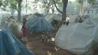 Part of the camp where thousands of Christians have sought refuge