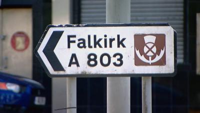 Road sign for Falkirk