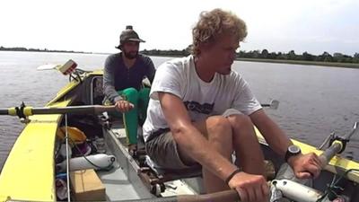 Antony Wright and Mark de Rond rowing the Amazon