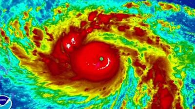 A satellite image shows Typhoon Haiyan picking up strength