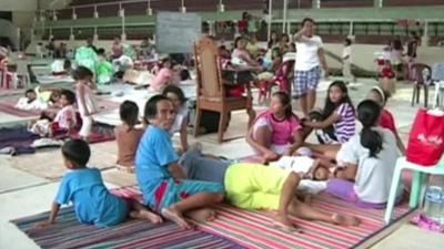 Evacuated residents in the Philippines