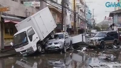 Vehicles piled up