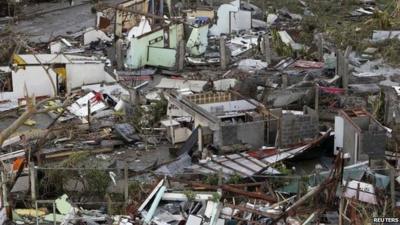 Damaged houses in Tacloban