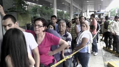 Shoppers queuing