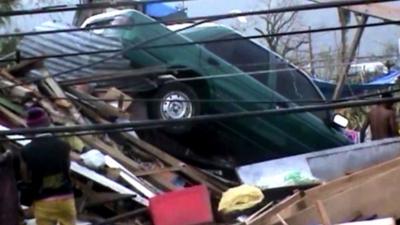 Car in damaged Philippines