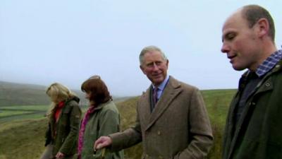 Prince Charles visiting a hill farm