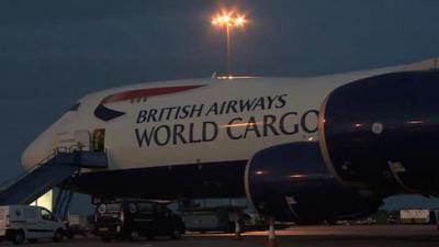 British Airways jumbo jet taking Red Cross aid to Philippines