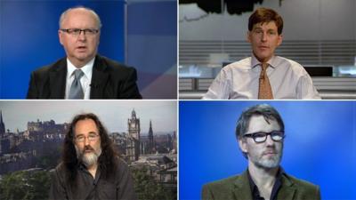 Prof John Struthers, Ben Thomson, Prof Mike Danson and Robin McAlpine