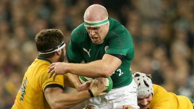 Ireland captain Paul O'Connell in action against Australia