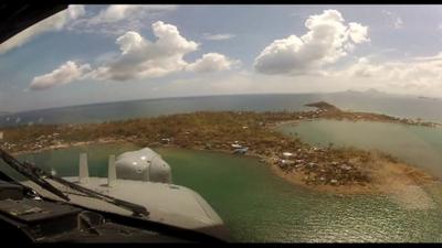 View of island from helicopter