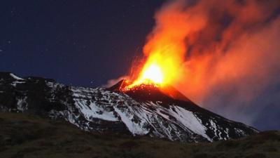 Mount Etna erupting