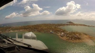 View of island from helicopter