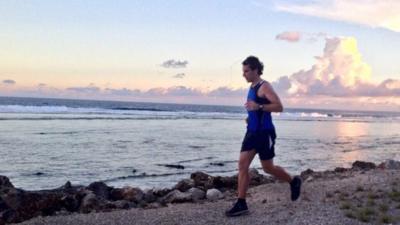 Mark Beaumont running in Nauru