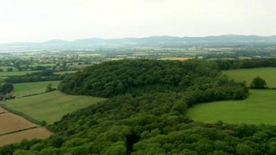 English countryside seen from the air