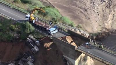 Sardinia damaged bridge