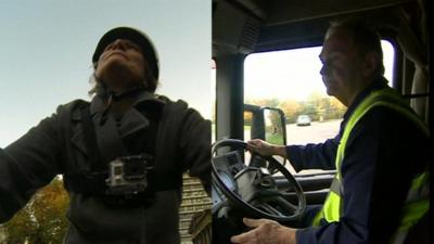 Cyclist and lorry driver