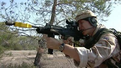 Infantry reservist in training