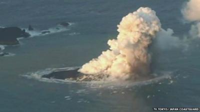 Volcanic eruption creates island in Japan