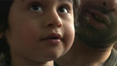 Two-year-old Gaurav Bains with his father, Sunny